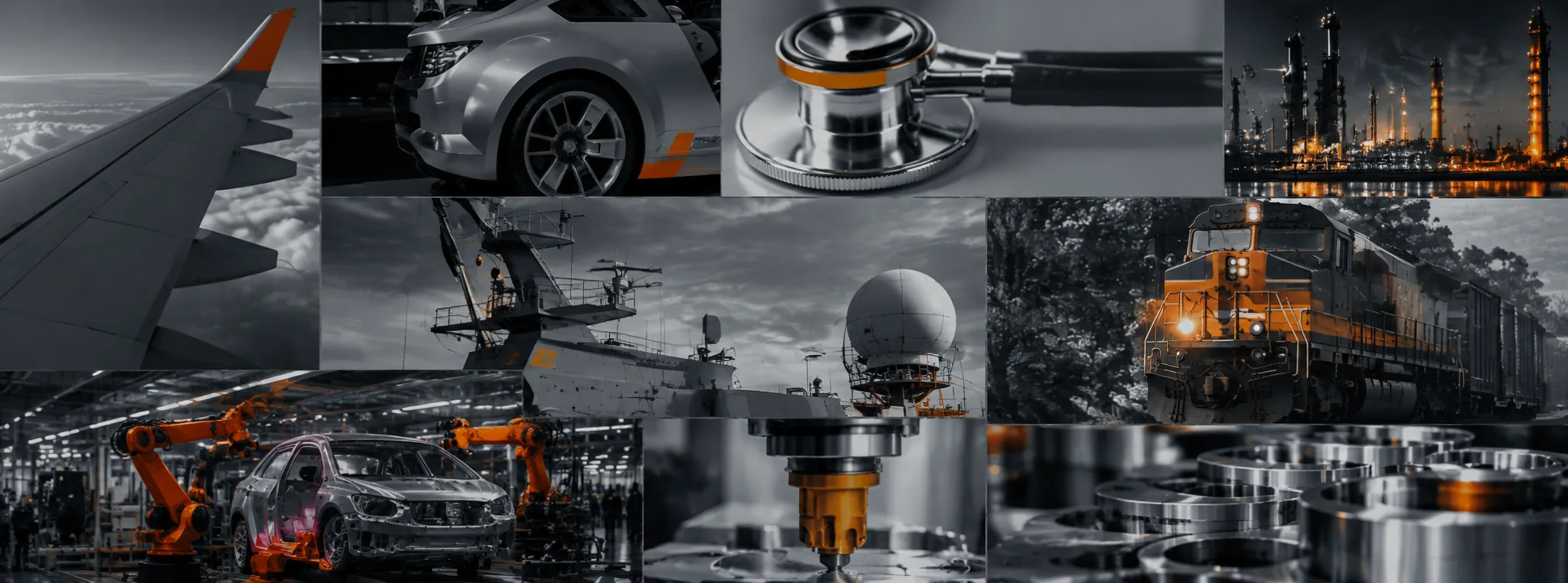 Industrial applications including aerospace, automotive, rail and precision machining